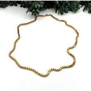 Vintage Gold-Tone Box Chain Necklace 22 Inches Long With Lobster Clasp
